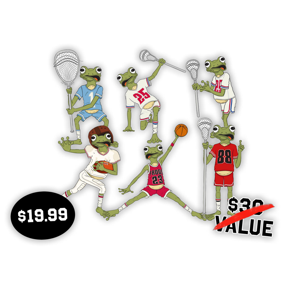Athletic Frog Sticker Pack